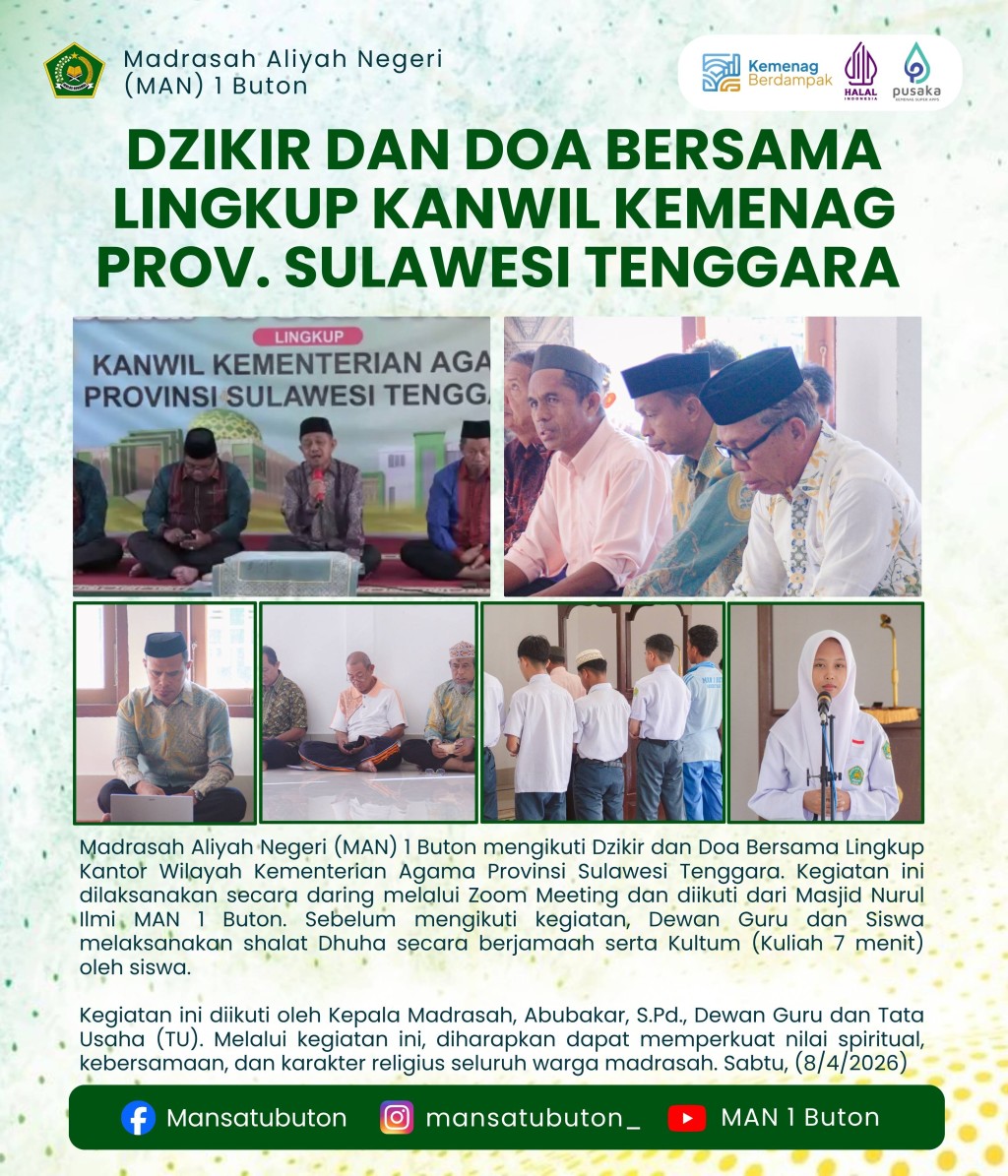 DZIKIR DAN DOA BERSAMA LINGKUP KANWIL KEMENAG PROV. SULTRA 