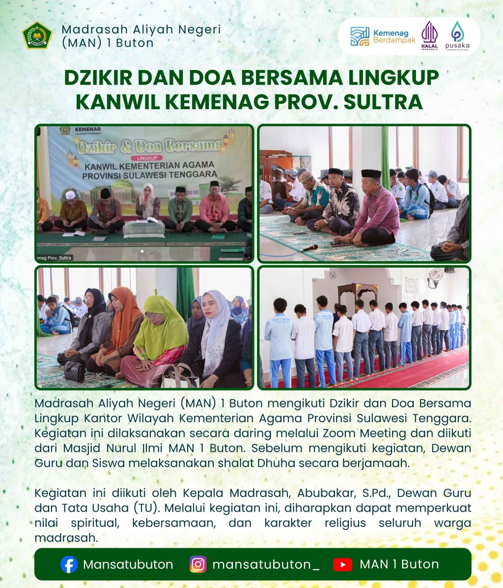 Dzikir dan Doa Bersama Lingkup Kanwil Kementerian Agama Provinsi Sulawesi Tenggara 
