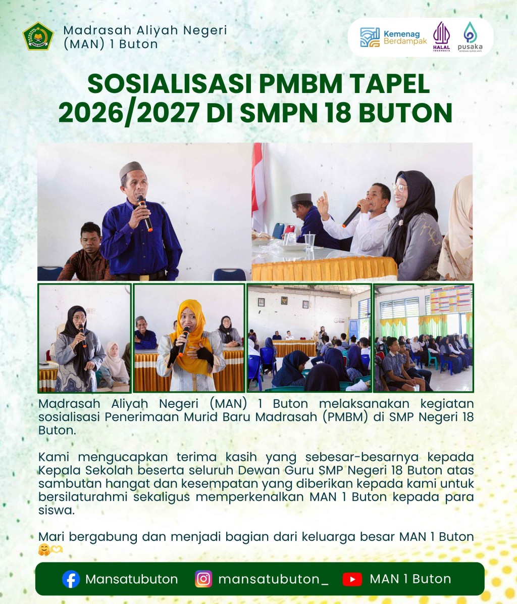 Sosialisasi PMBM Tahun Pelajaran 2026/2027 di SMPN 18 Buton