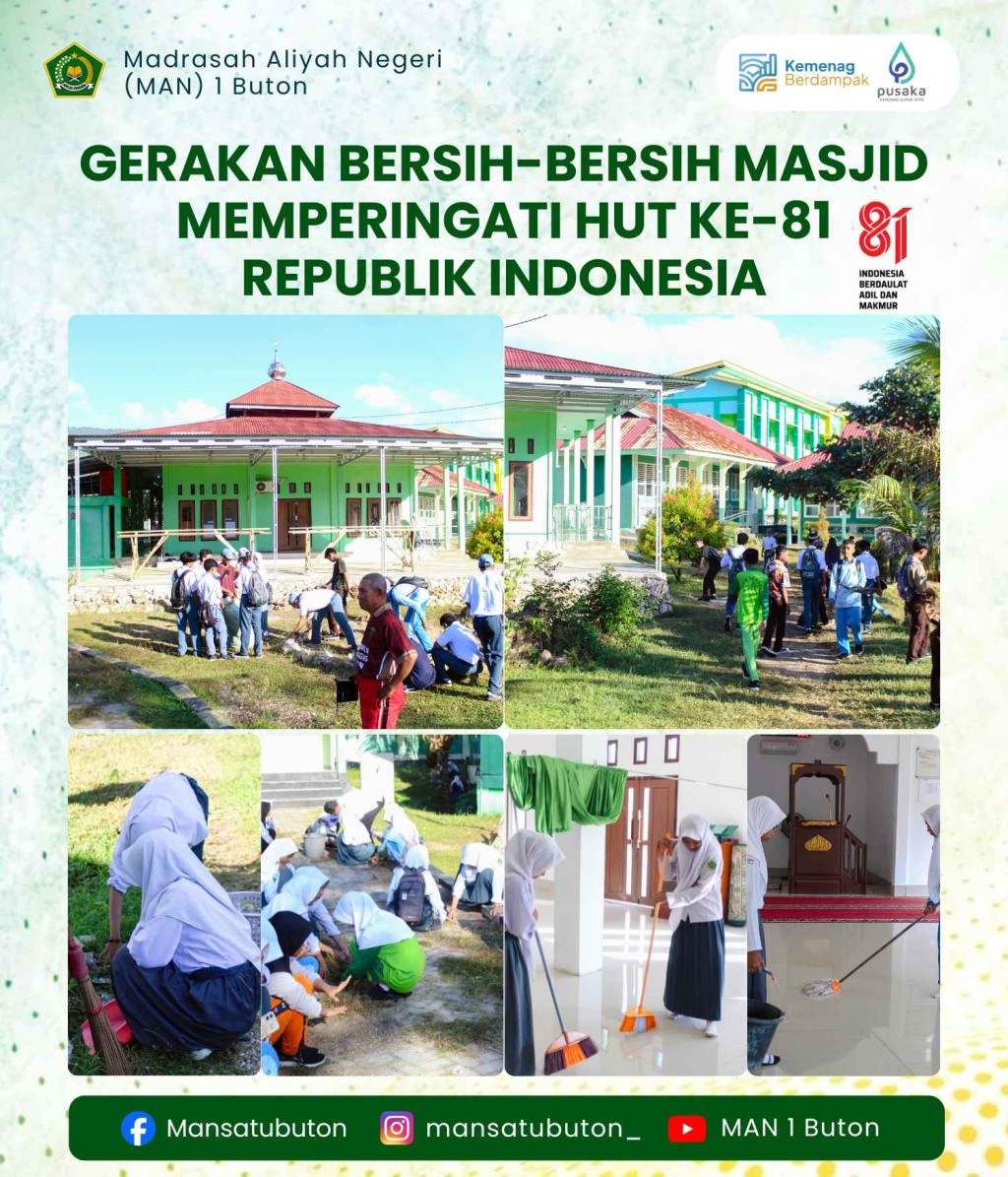 Gerakan Bersih-bersih Masjid Memperingati HUT Ke-81 HUT Kemerdekaan RI